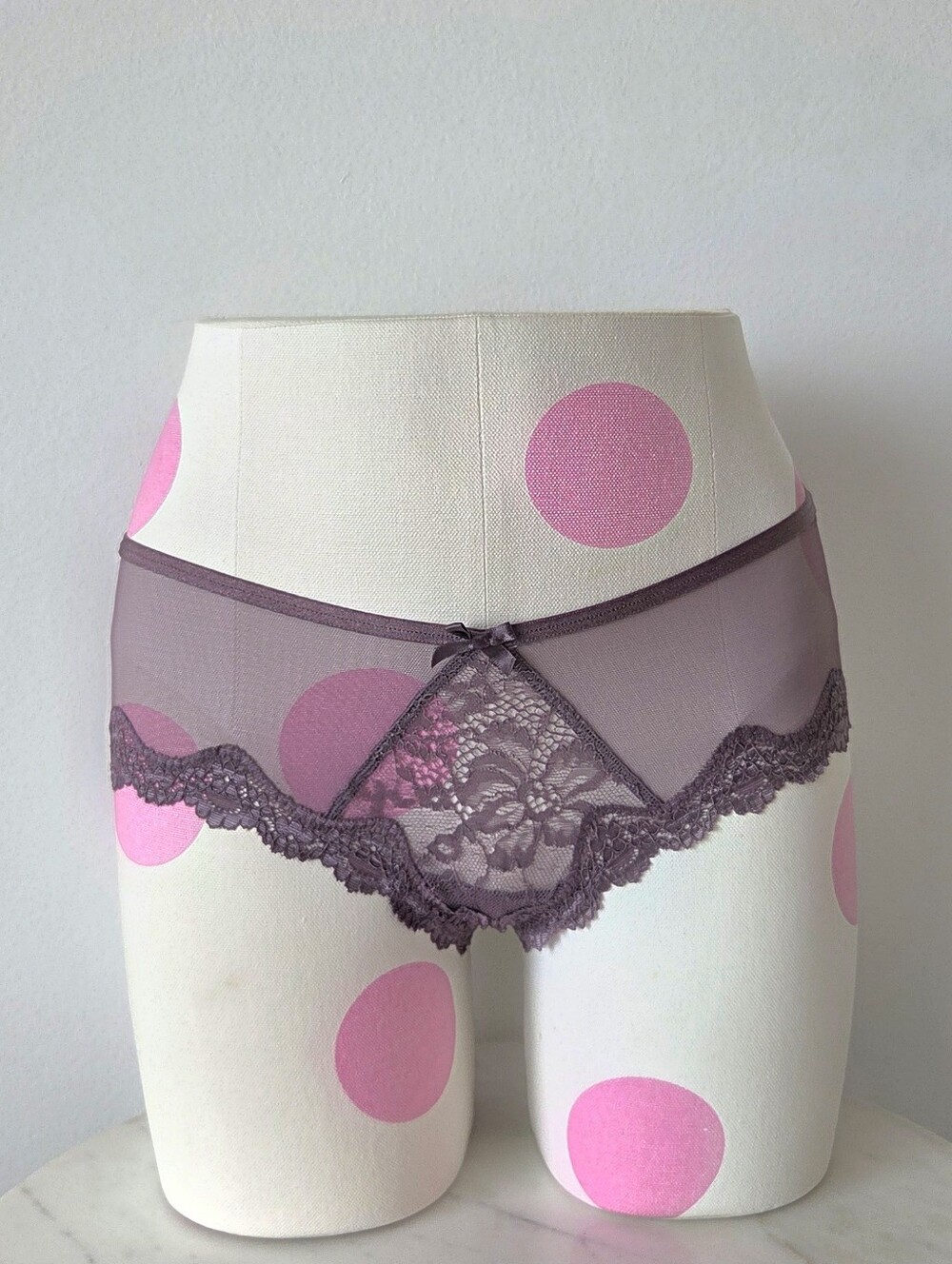Victoria's Secret VTG Cheeky Panty NWT Sheer Mesh Lace Crisscross Purple - Picture 2 of 13